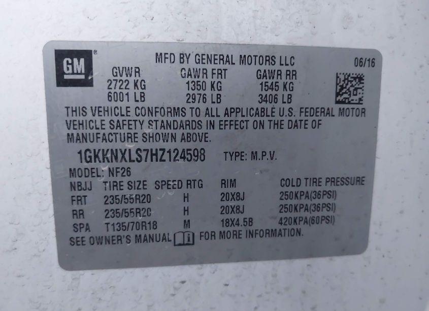 Photo 9 of 2017 Gmc Acadia DENALI (VIN 1GKKNXLS7HZ124598)