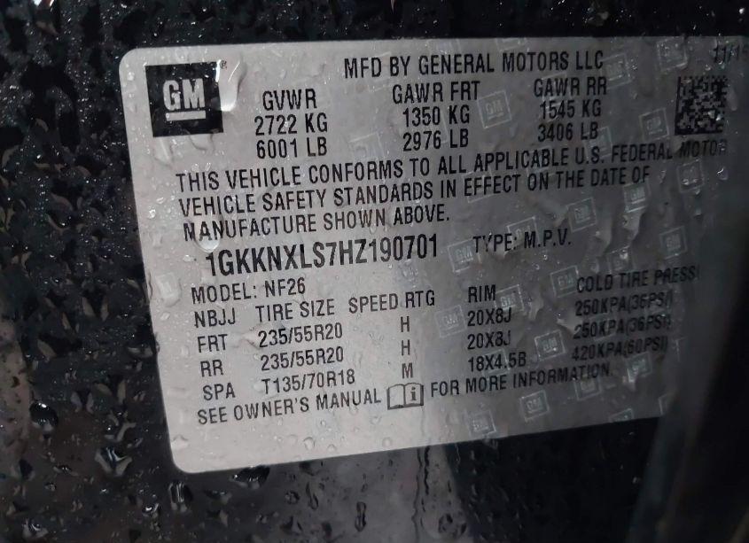 Photo 9 of 2017 Gmc Acadia DENALI (VIN 1GKKNXLS7HZ190701)