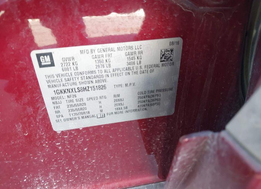 Photo 9 of 2017 Gmc Acadia DENALI (VIN 1GKKNXLS8HZ151826)