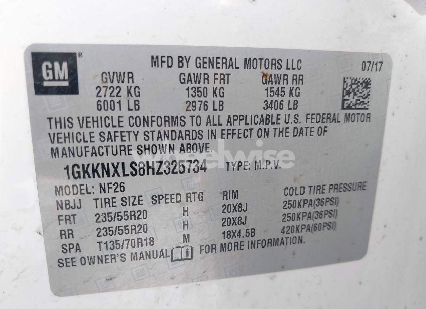 Photo 9 of 2017 Gmc Acadia DENALI (VIN 1GKKNXLS8HZ325734)