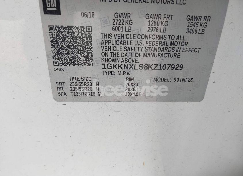 Photo 9 of 2019 Gmc Acadia DENALI (VIN 1GKKNXLS8KZ107929)