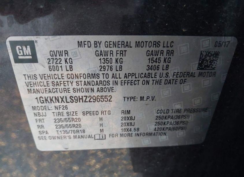 Photo 9 of 2017 Gmc Acadia DENALI (VIN 1GKKNXLS9HZ296552)