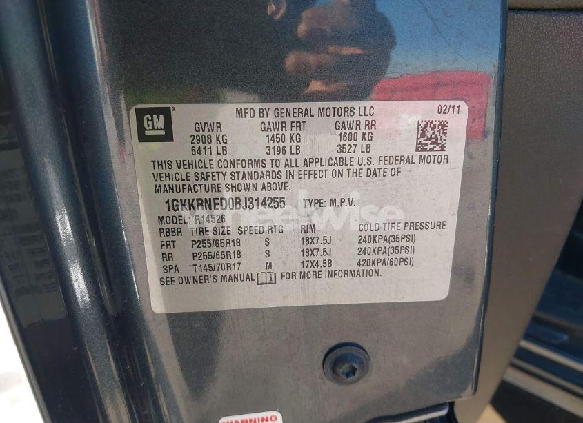 Photo 9 of 2011 Gmc Acadia SL (VIN 1GKKRNED0BJ314255)