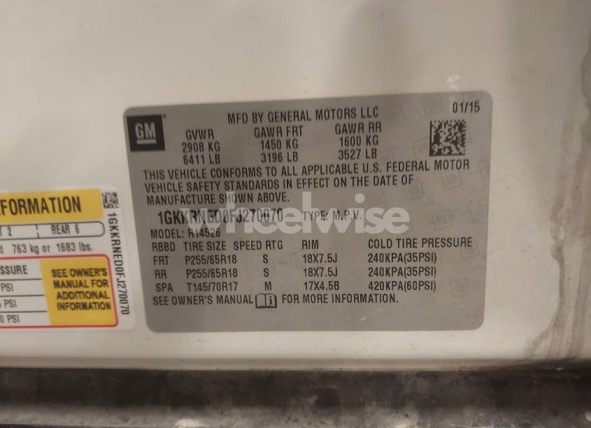 Photo 9 of 2015 Gmc Acadia SLE-1 (VIN 1GKKRNED0FJ270070)