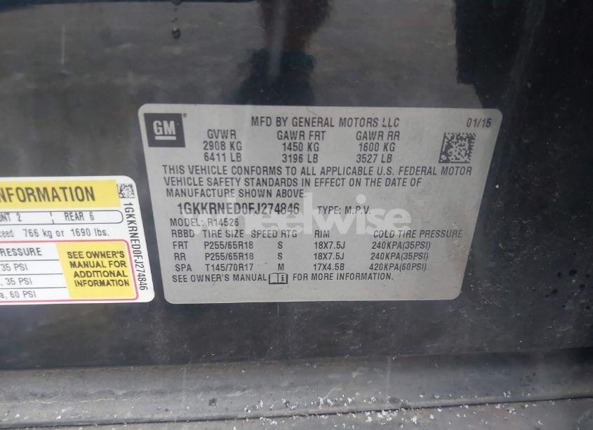 Photo 9 of 2015 Gmc Acadia SLE-1 (VIN 1GKKRNED0FJ274846)