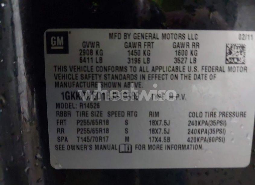 Photo 9 of 2011 Gmc Acadia SL (VIN 1GKKRNED1BJ310389)