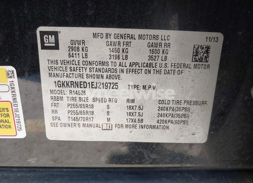 Photo 9 of 2014 Gmc Acadia SLE-1 (VIN 1GKKRNED1EJ219725)