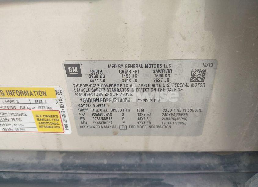 Photo 9 of 2014 Gmc Acadia SLE-1 (VIN 1GKKRNED2EJ214064)