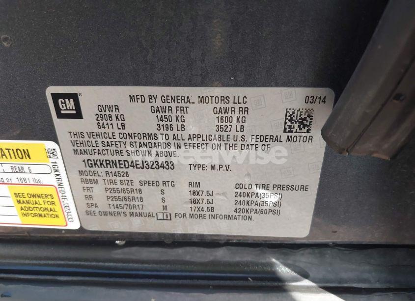 Photo 9 of 2014 Gmc Acadia SLE-1 (VIN 1GKKRNED4EJ323433)