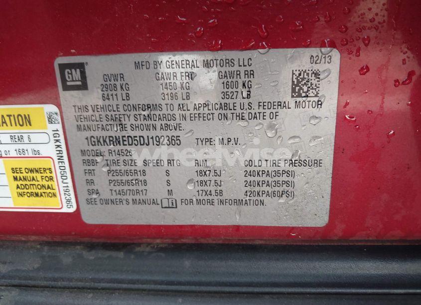 Photo 9 of 2013 Gmc Acadia SLE-1 (VIN 1GKKRNED5DJ192365)