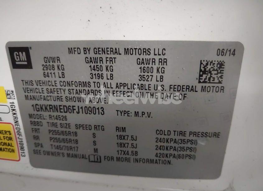 Photo 9 of 2015 Gmc Acadia SLE-1 (VIN 1GKKRNED6FJ109013)