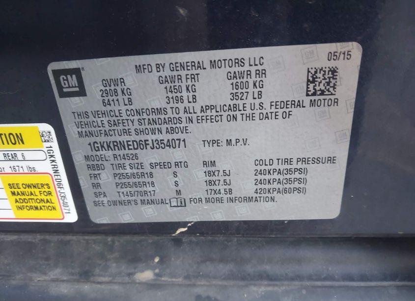 Photo 9 of 2015 Gmc Acadia SLE-1 (VIN 1GKKRNED6FJ354071)