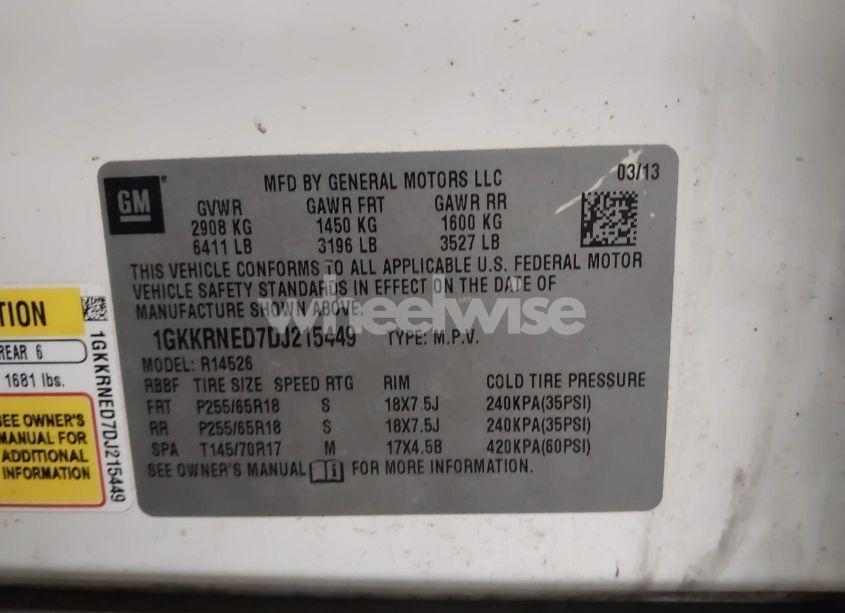 Photo 9 of 2013 Gmc Acadia SLE-1 (VIN 1GKKRNED7DJ215449)