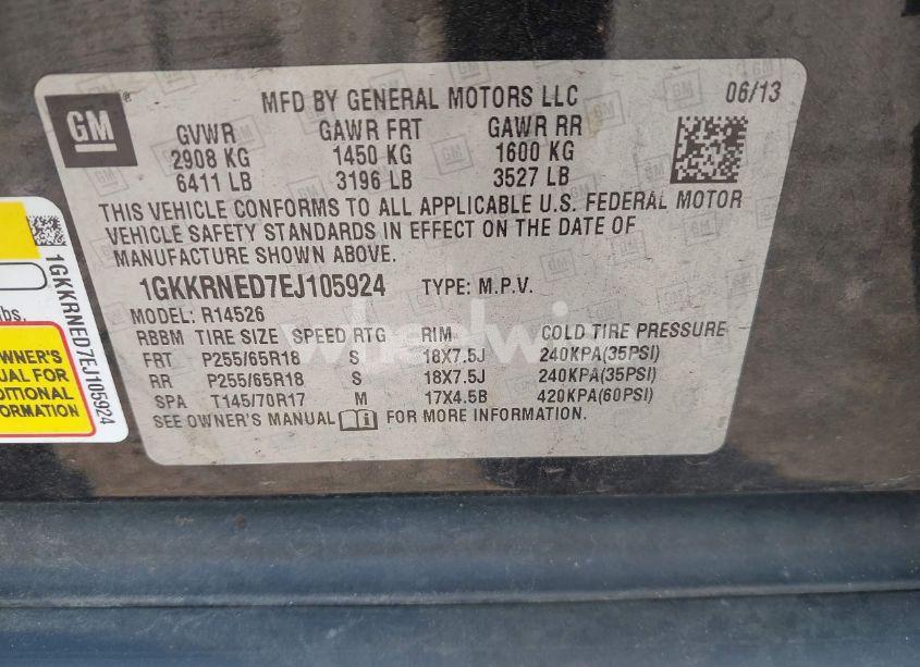 Photo 9 of 2014 Gmc Acadia SLE-1 (VIN 1GKKRNED7EJ105924)