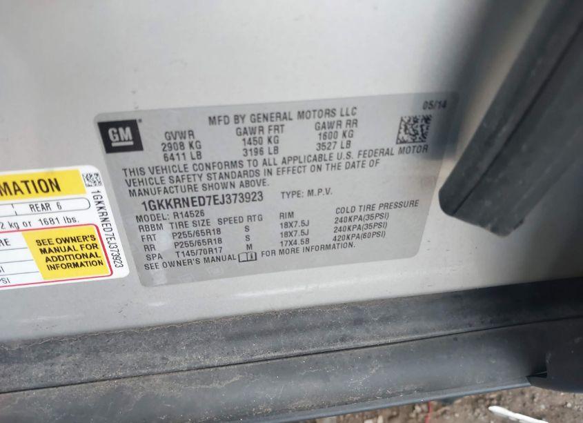 Photo 9 of 2014 Gmc Acadia SLE-1 (VIN 1GKKRNED7EJ373923)