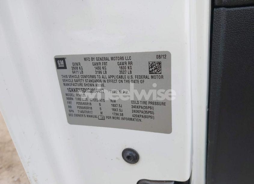 Photo 9 of 2012 Gmc Acadia SL (VIN 1GKKRNED8CJ384457)