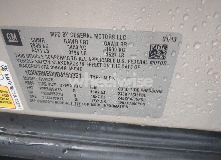 Photo 9 of 2013 Gmc Acadia SLE-1 (VIN 1GKKRNED8DJ153351)