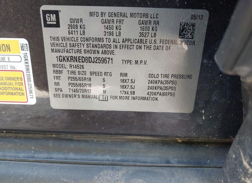 Photo 9 of 2013 Gmc Acadia SLE-1 (VIN 1GKKRNED8DJ259671)