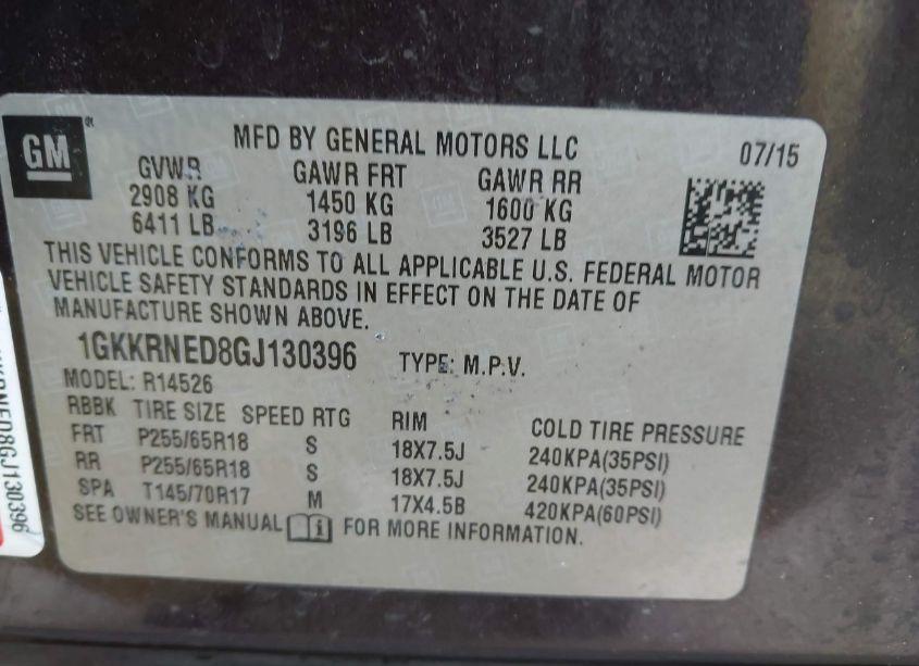 Photo 9 of 2016 Gmc Acadia SLE-1 (VIN 1GKKRNED8GJ130396)