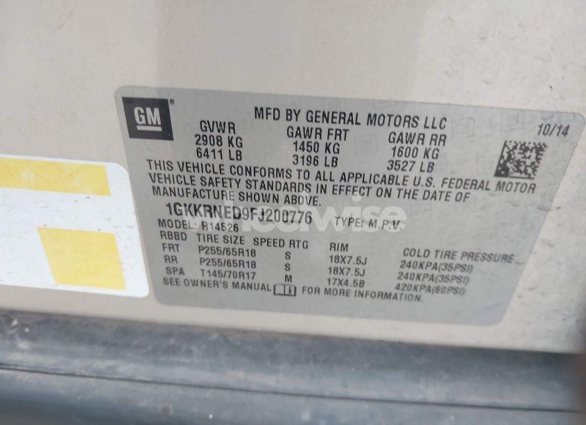 Photo 9 of 2015 Gmc Acadia SLE-1 (VIN 1GKKRNED9FJ200776)