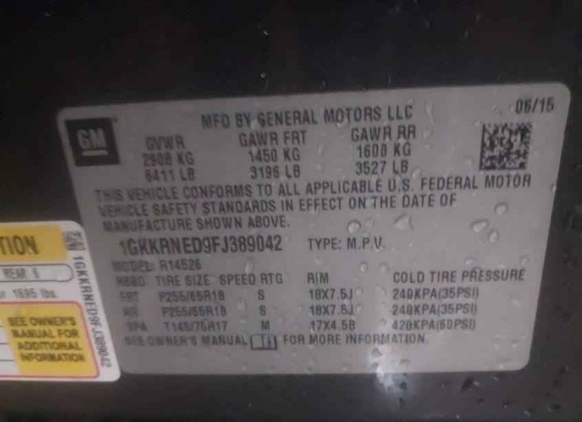 Photo 9 of 2015 Gmc Acadia SLE-1 (VIN 1GKKRNED9FJ389042)