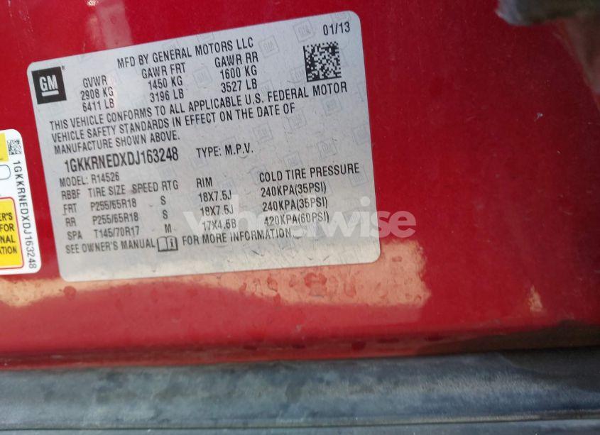 Photo 9 of 2013 Gmc Acadia SLE-1 (VIN 1GKKRNEDXDJ163248)