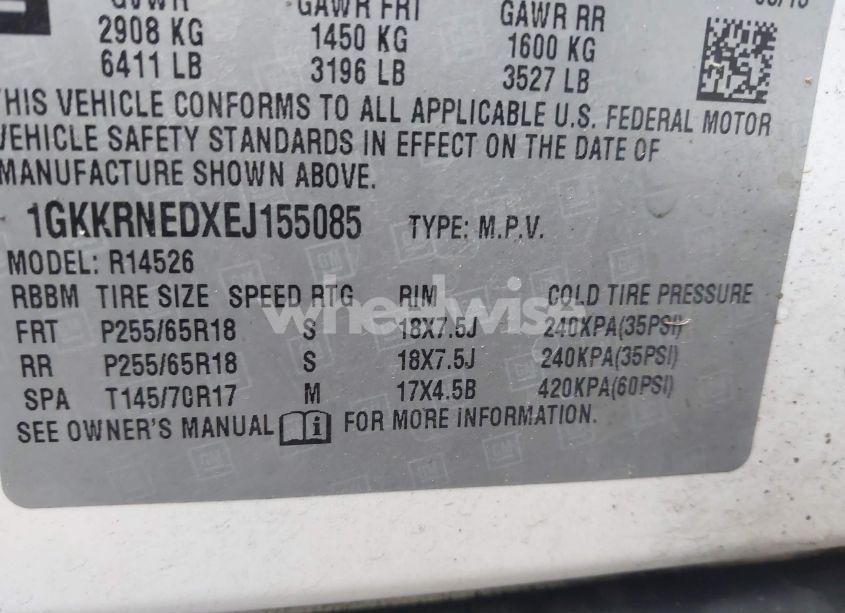 Photo 9 of 2014 Gmc Acadia SLE-1 (VIN 1GKKRNEDXEJ155085)