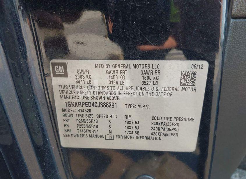 Photo 9 of 2012 Gmc Acadia SLE (VIN 1GKKRPED4CJ388291)