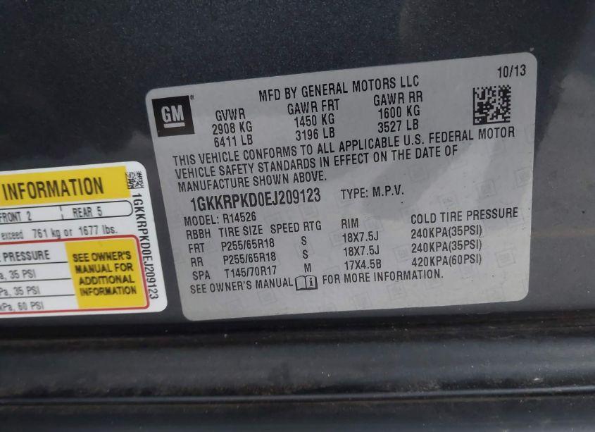 Photo 9 of 2014 Gmc Acadia SLE-2 (VIN 1GKKRPKD0EJ209123)