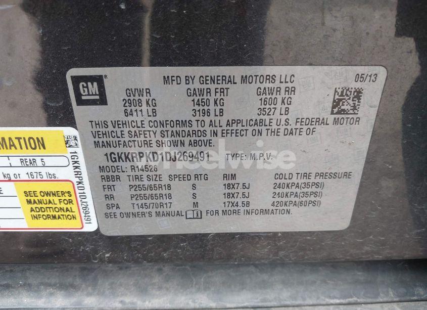 Photo 9 of 2013 Gmc Acadia SLE-2 (VIN 1GKKRPKD1DJ269491)