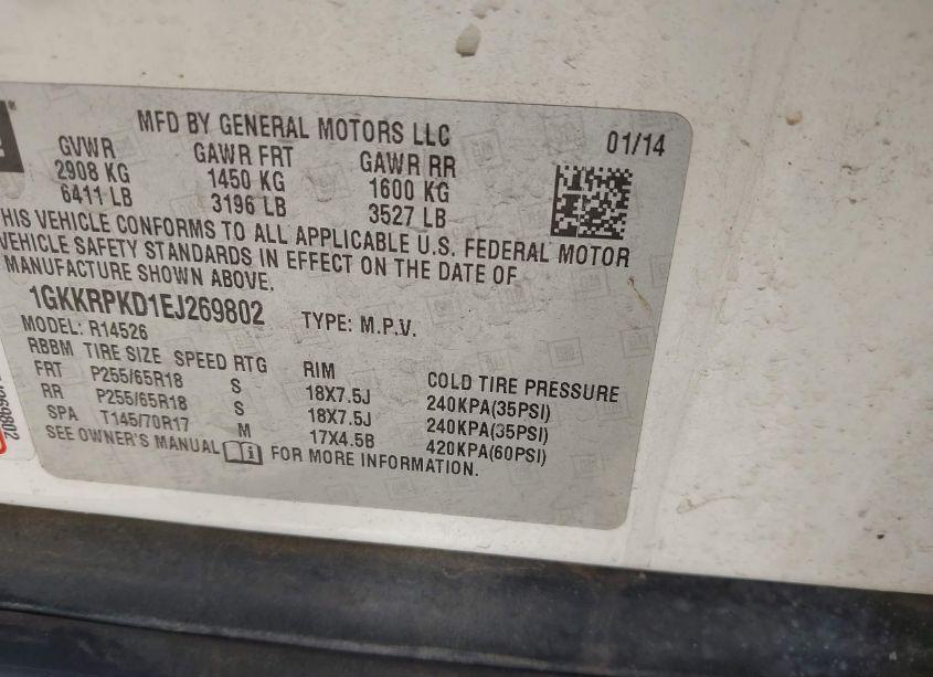 Photo 9 of 2014 Gmc Acadia SLE-2 (VIN 1GKKRPKD1EJ269802)