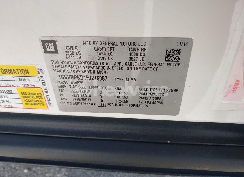 Photo 9 of 2015 Gmc Acadia SLE-2 (VIN 1GKKRPKD1FJ216857)