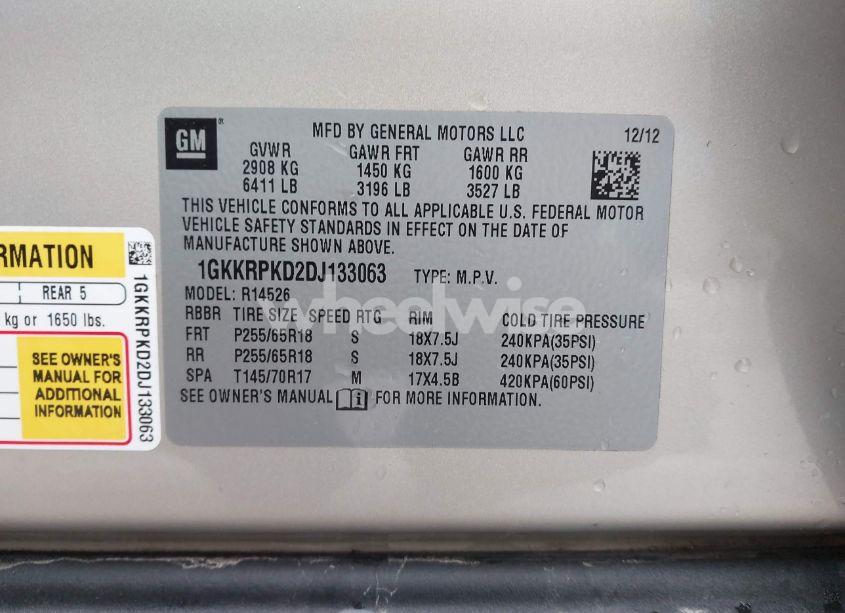 Photo 9 of 2013 Gmc Acadia SLE-2 (VIN 1GKKRPKD2DJ133063)