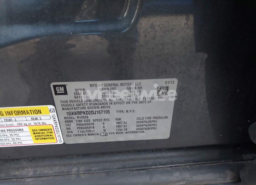 Photo 9 of 2013 Gmc Acadia SLE-2 (VIN 1GKKRPKD2DJ167195)