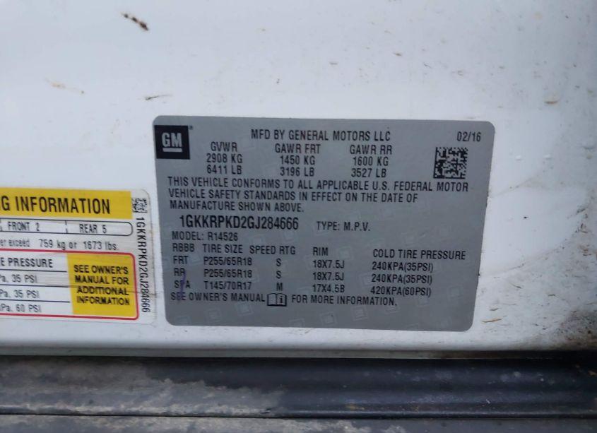 Photo 9 of 2016 Gmc Acadia SLE-2 (VIN 1GKKRPKD2GJ284666)