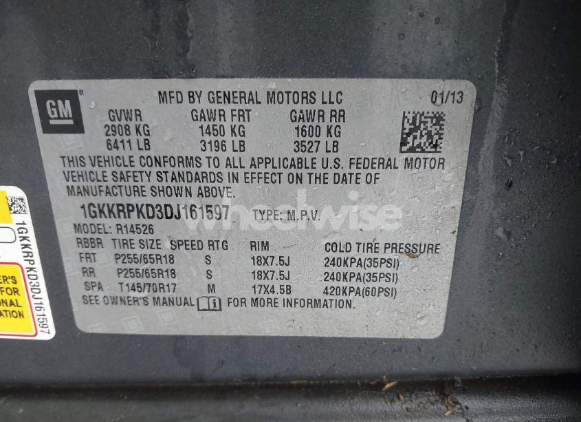 Photo 9 of 2013 Gmc Acadia SLE-2 (VIN 1GKKRPKD3DJ161597)