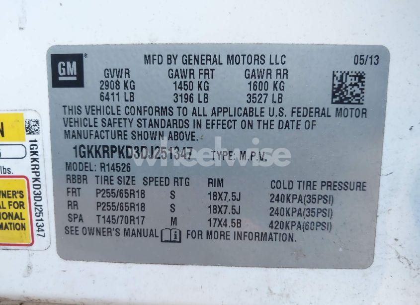 Photo 9 of 2013 Gmc Acadia SLE-2 (VIN 1GKKRPKD3DJ251347)