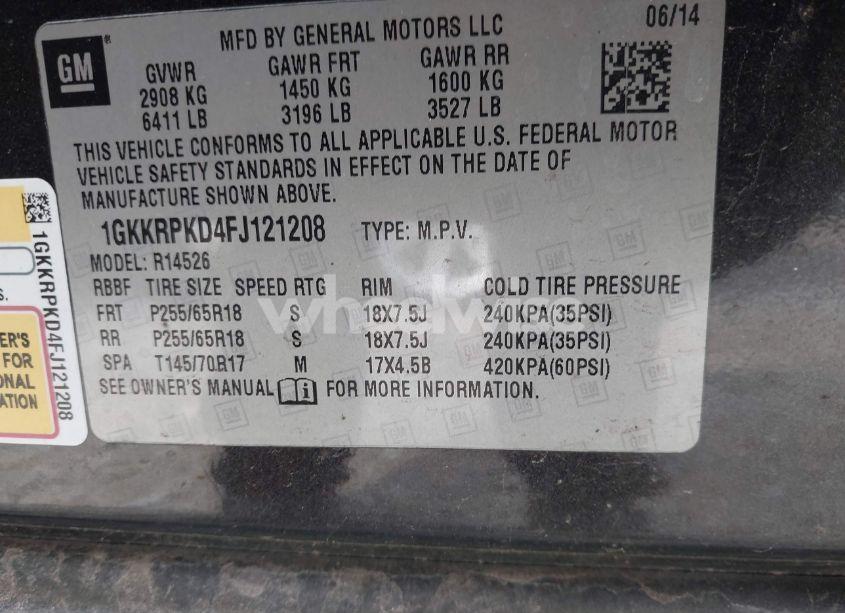 Photo 9 of 2015 Gmc Acadia SLE-2 (VIN 1GKKRPKD4FJ121208)