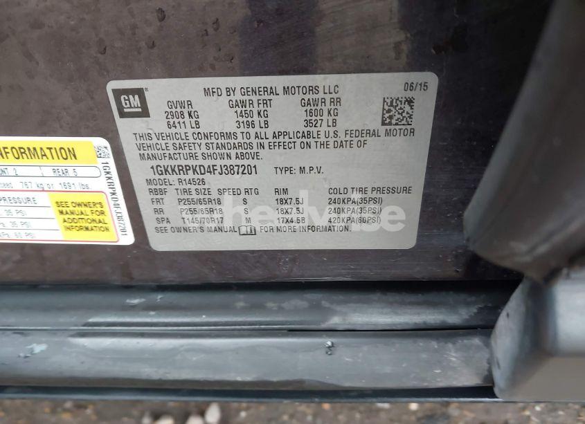 Photo 9 of 2015 Gmc Acadia SLE-2 (VIN 1GKKRPKD4FJ387201)