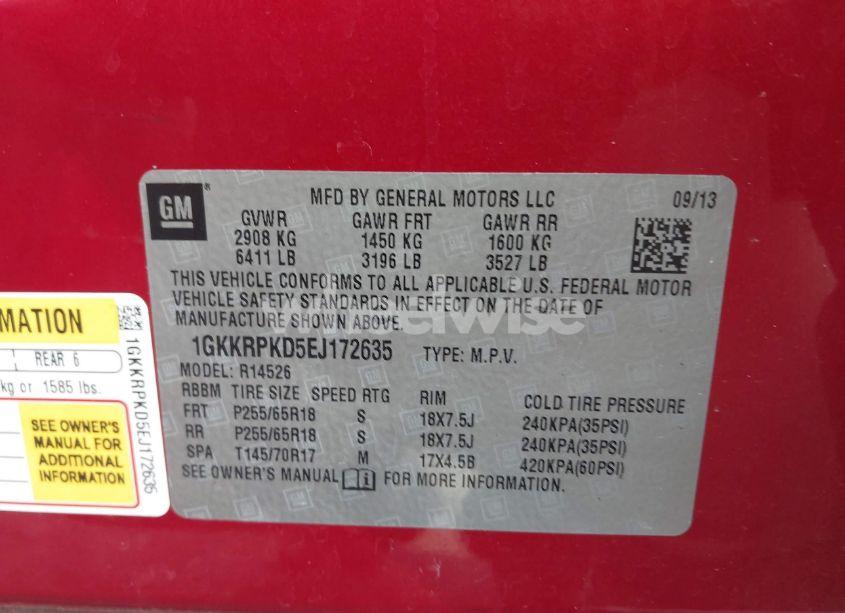 Photo 9 of 2014 Gmc Acadia SLE-2 (VIN 1GKKRPKD5EJ172635)
