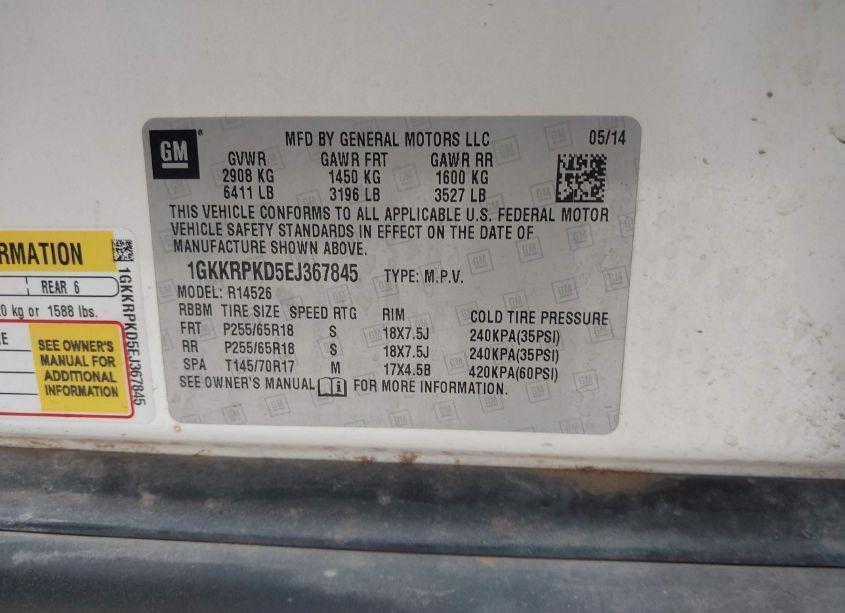 Photo 9 of 2014 Gmc Acadia SLE-2 (VIN 1GKKRPKD5EJ367845)