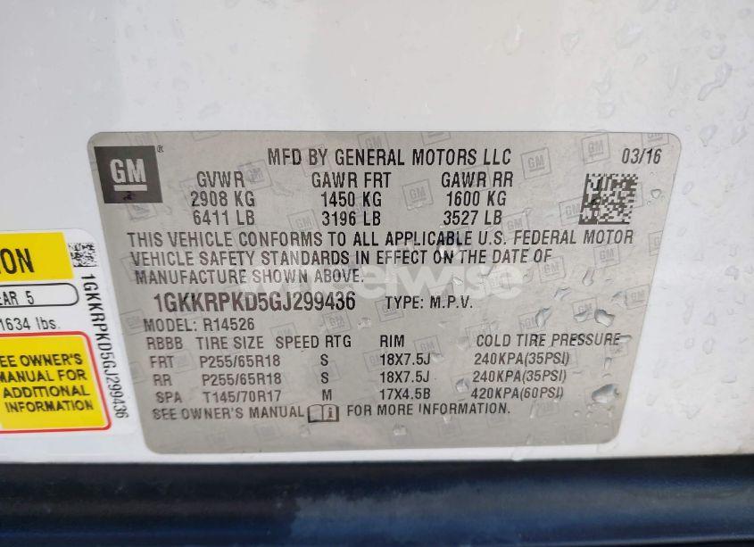 Photo 9 of 2016 Gmc Acadia SLE-2 (VIN 1GKKRPKD5GJ299436)