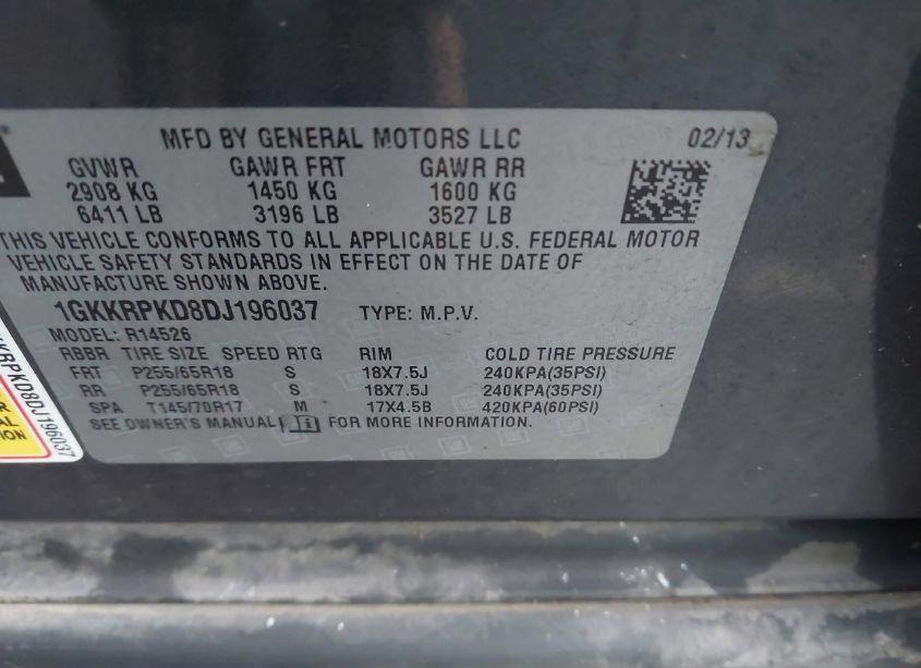 Photo 9 of 2013 Gmc Acadia SLE (VIN 1GKKRPKD8DJ196037)