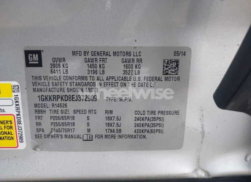 Photo 9 of 2014 Gmc Acadia SLE-2 (VIN 1GKKRPKD8EJ372909)