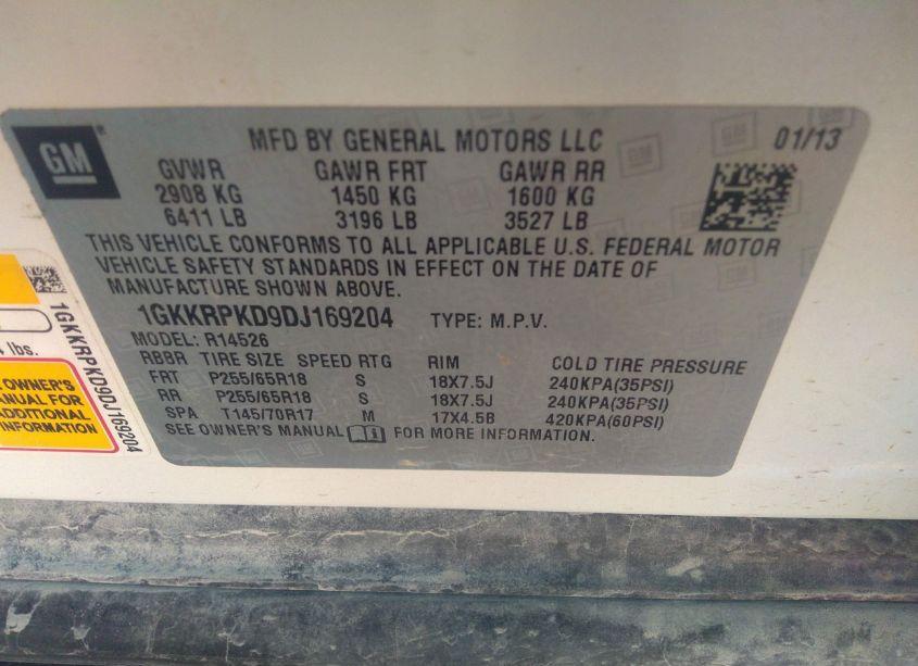 Photo 9 of 2013 Gmc Acadia SLE-2 (VIN 1GKKRPKD9DJ169204)