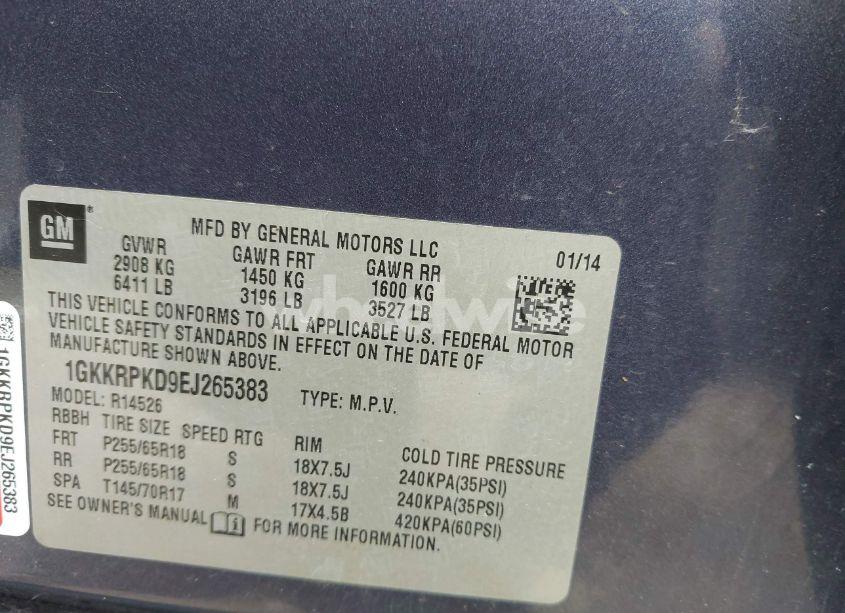 Photo 9 of 2014 Gmc Acadia SLE-2 (VIN 1GKKRPKD9EJ265383)