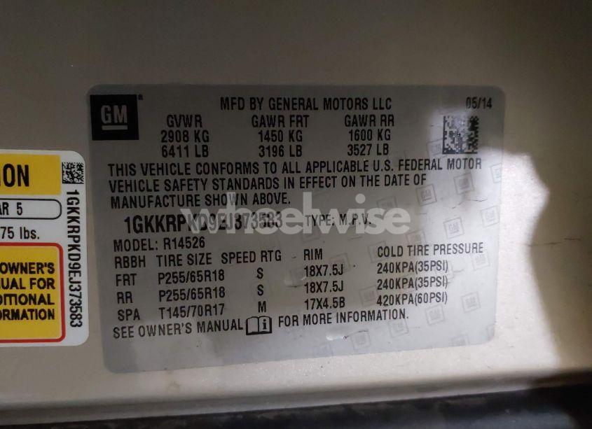 Photo 9 of 2014 Gmc Acadia SLE-2 (VIN 1GKKRPKD9EJ373583)