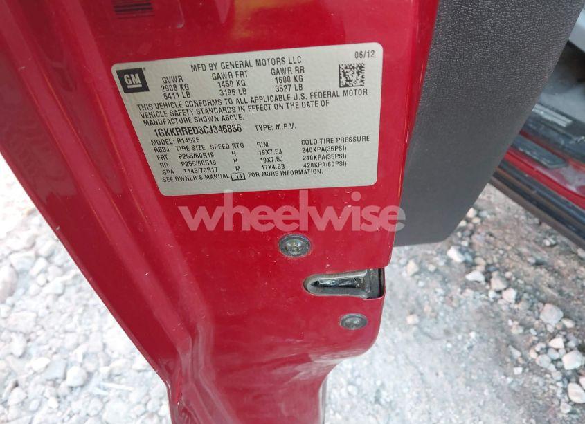 Photo 9 of 2012 Gmc Acadia SLT-1 (VIN 1GKKRRED3CJ346836)