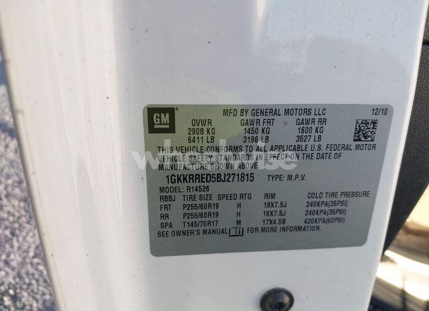 Photo 9 of 2011 Gmc Acadia SLT-1 (VIN 1GKKRRED5BJ271815)