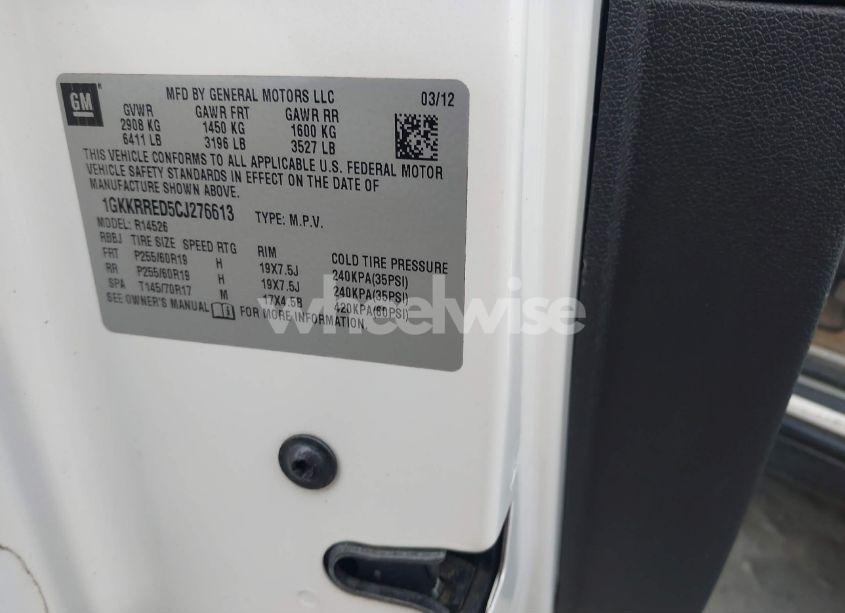 Photo 9 of 2012 Gmc Acadia SLT-1 (VIN 1GKKRRED5CJ276613)